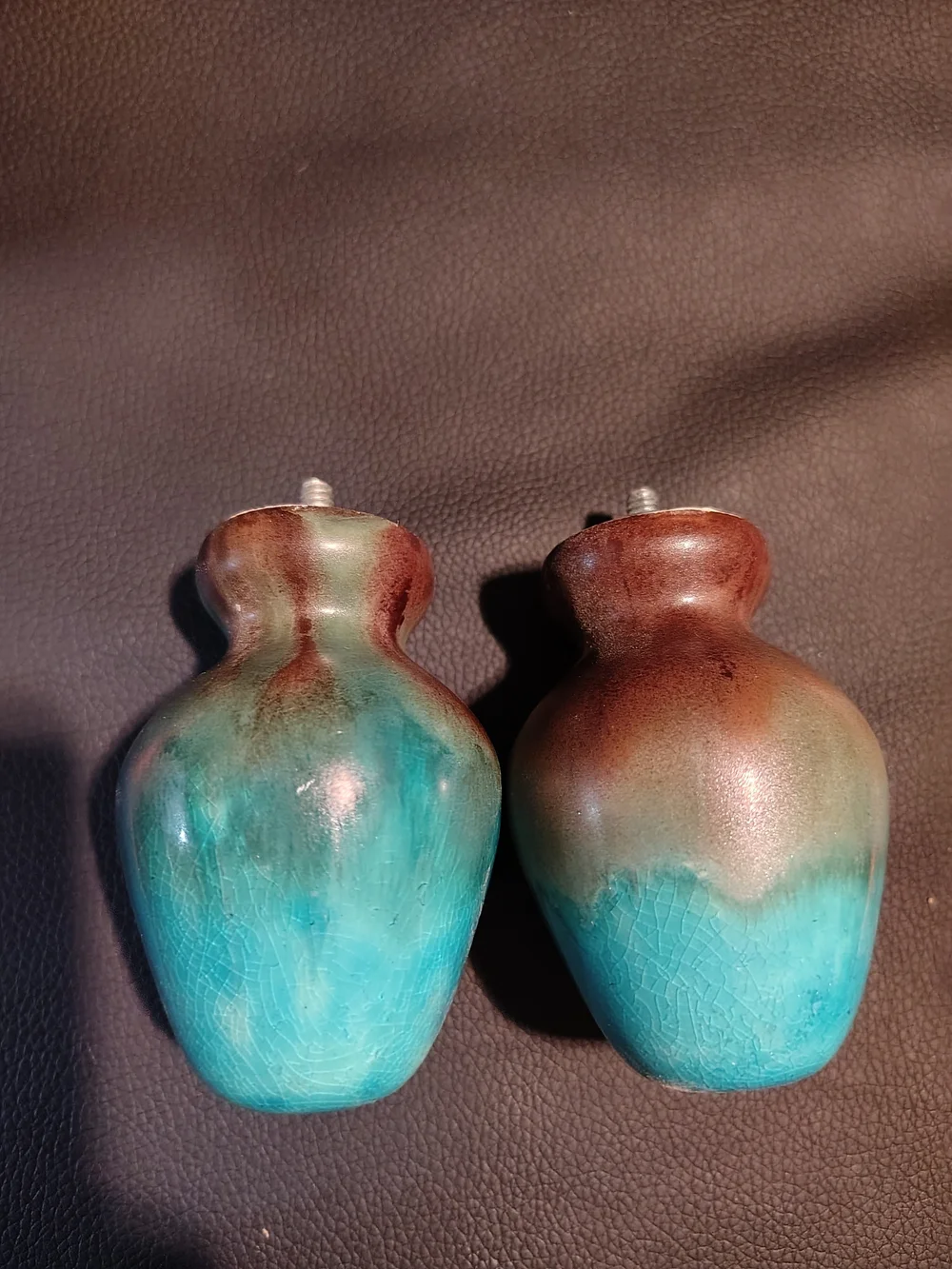 Handcrafted Turquoise Ceramic Decorative Vases - Set of 2